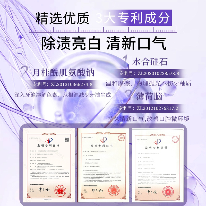 牙膏专利证书