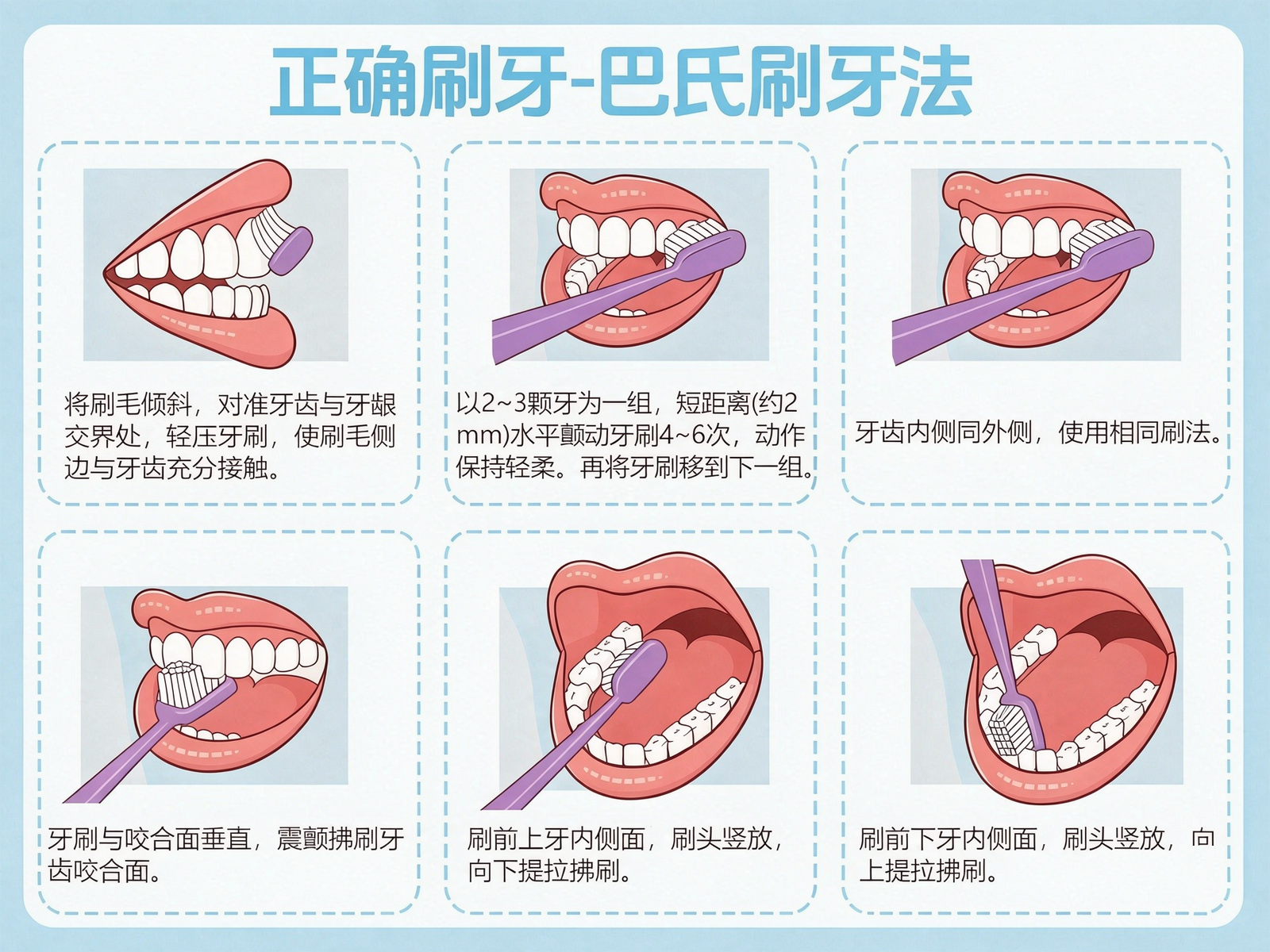 巴氏刷牙法步骤示意图